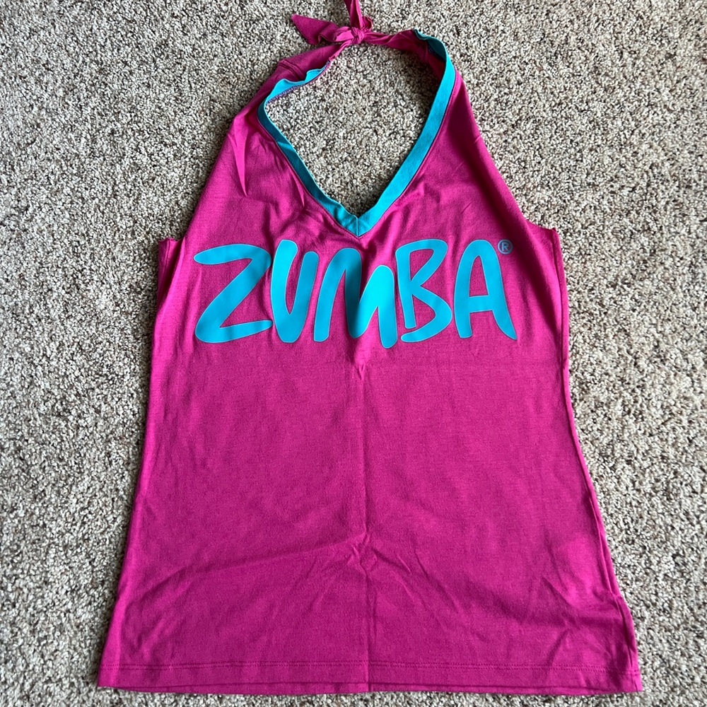 Zumba Fitness Pink Tank Top with Teal Logo